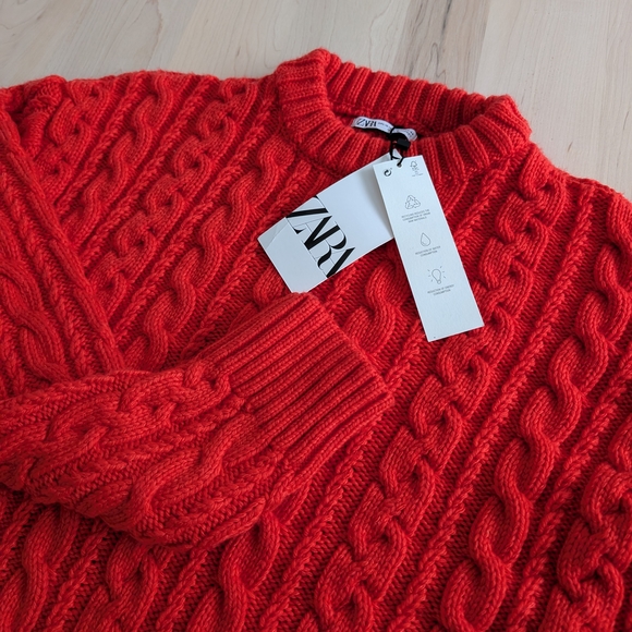 Zara Other - Zara Red Cable Knit Sweater